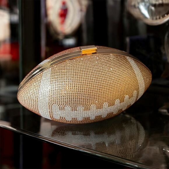 Football Clutch Purse with Rhinestone Bling Ball - Picture 1 of 7